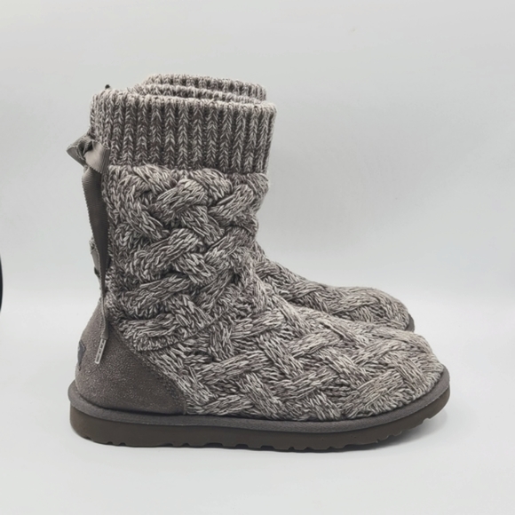 UGG Isla Cableknit Boots Gray Grey Size 8 - Picture 6 of 13